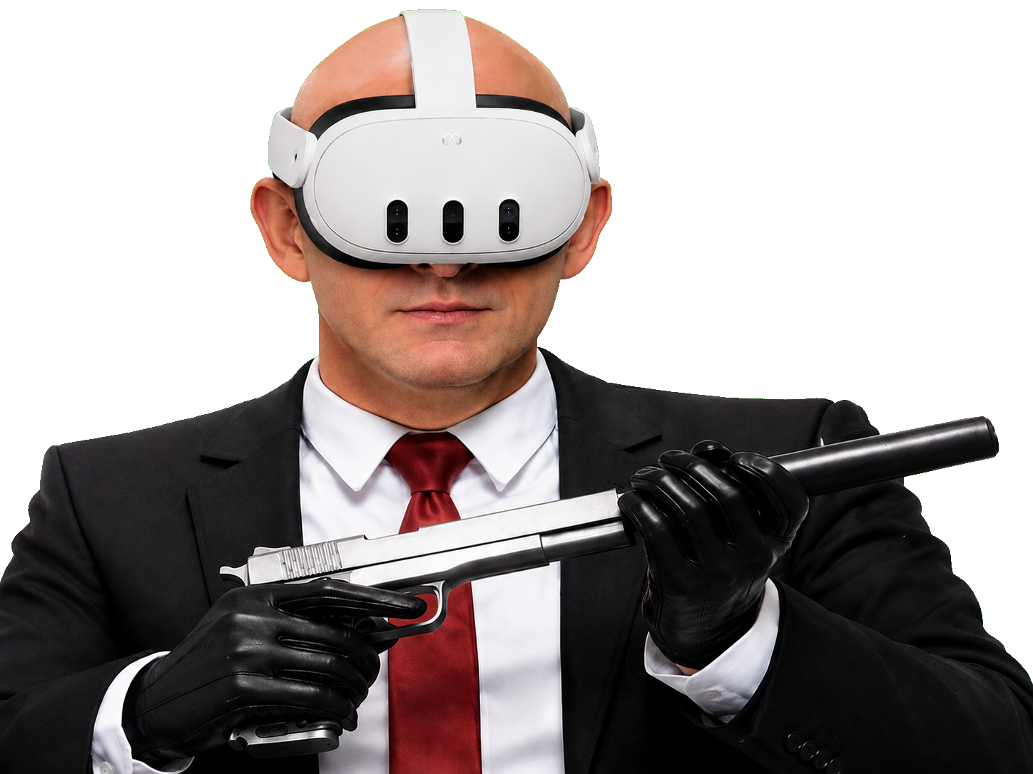 lenglet hitman 47 vr hit quest 3 quest3 meta realite virtuelle pistolet flingue chauve calvitie