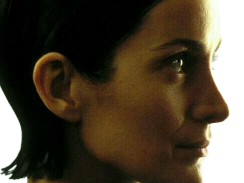 carrie anne moss matrix trinity cheveux noir latex cuir fic bloop lunettes