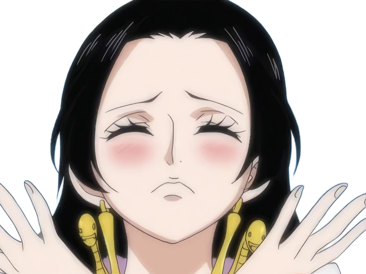 boa hancock one piece cheveux noir yeux bleu boucles oreilles serpent fic bloop