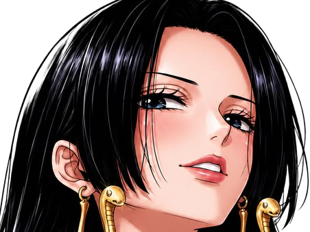 boa hancock one piece cheveux noir yeux bleu boucles oreilles serpent fic bloop