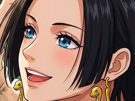 boa-hancock-one-piece-cheveux-noir-yeux-bleu-boucles-oreilles-serpent-fic-bloop