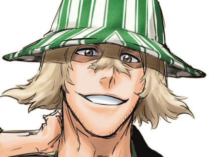 urahara kisuke bleach cheveux blond chapeau raye bicolore bob fic bloop