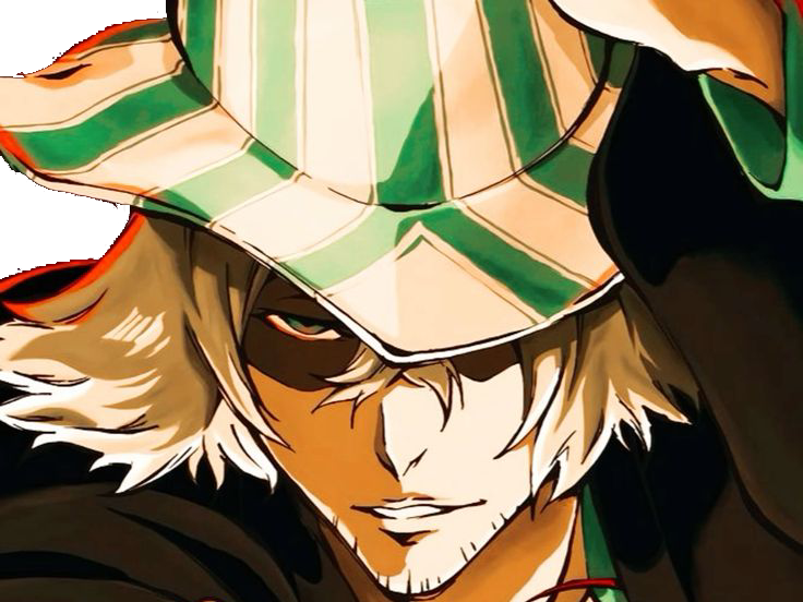 urahara kisuke bleach cheveux blond chapeau raye bicolore bob fic bloop