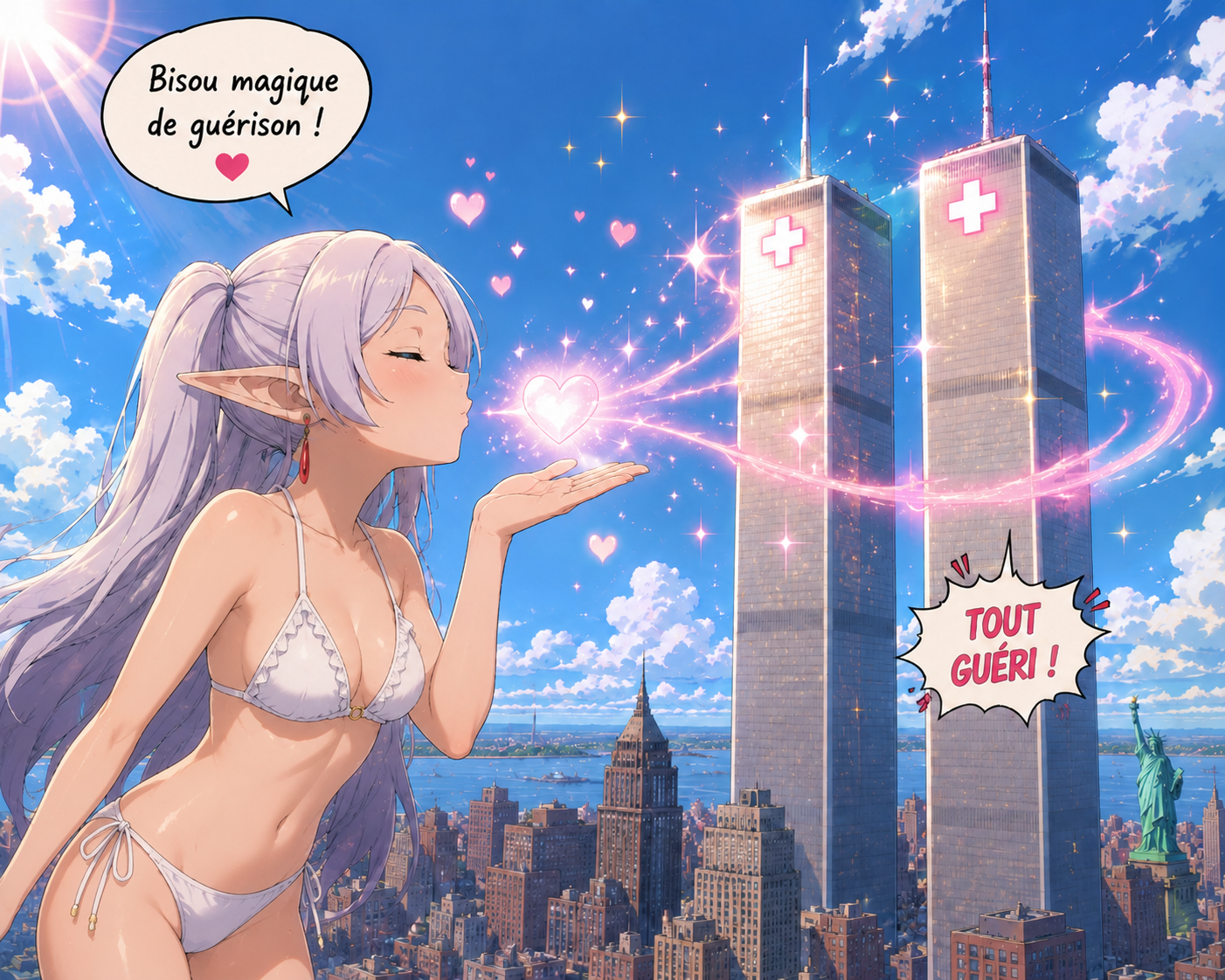 frieren tours jumelles world trade center 2001 11 septembre bisou magique maillot gueri anime girl