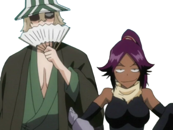 kisuke urahara bleach chapeau vert oeil opimissime bloop yoruichi shihouin probleme de couple