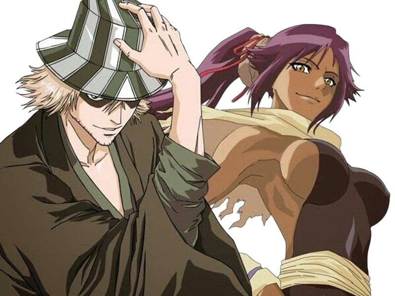 kisuke urahara bleach chapeau vert oeil opimissime bloop yoruichi shihouin probleme de couple