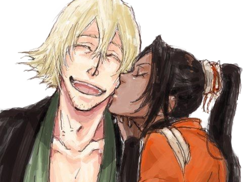 kisuke urahara bleach chapeau vert oeil opimissime bloop yoruichi shihouin probleme de couple