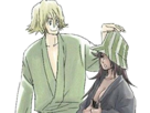 kisuke-urahara-bleach-chapeau-vert-oeil-opimissime-bloop-yoruichi-shihouin-probleme-de-couple