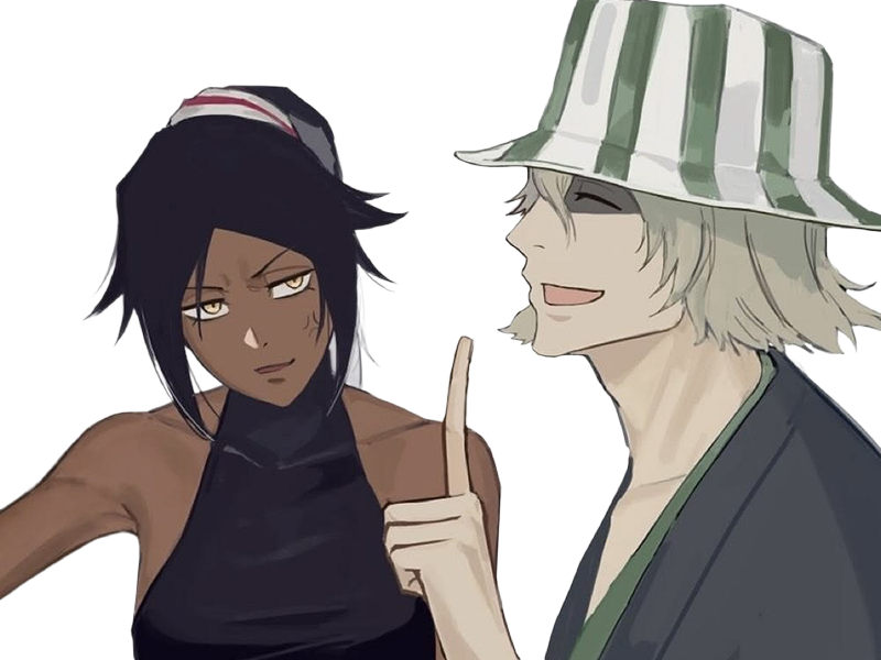 kisuke urahara bleach chapeau vert oeil opimissime bloop yoruichi shihouin probleme de couple