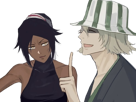 kisuke-urahara-bleach-chapeau-vert-oeil-opimissime-bloop-yoruichi-shihouin-probleme-de-couple