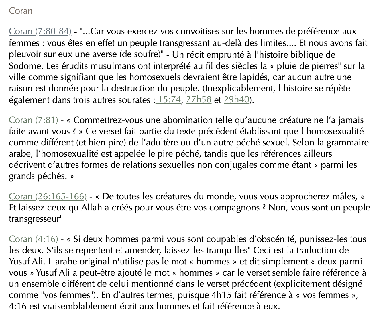 islam islamisme coran sourate verset homosexualite lgbt trans gay homo homosexuel musulman musulmans homophobie
