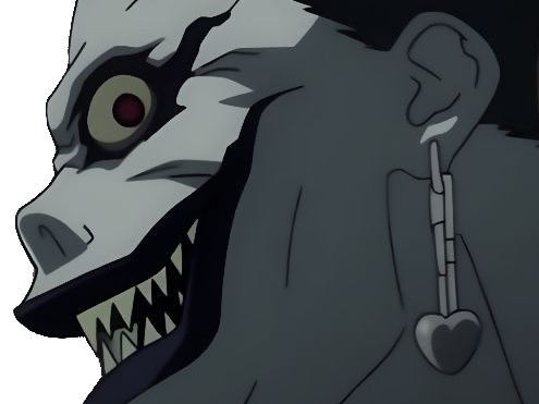ryuk death note pluton ange demon ailes noir yeux jaune soufre pomme fic bloop