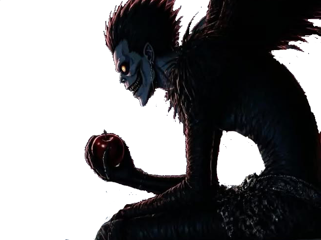ryuk death note pluton ange demon ailes noir yeux jaune soufre pomme fic bloop