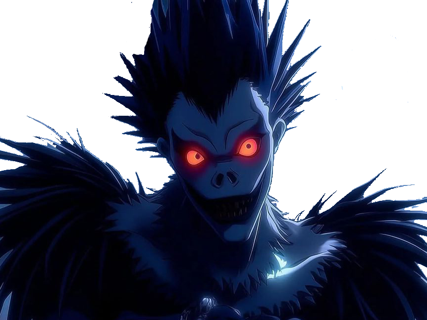 ryuk death note pluton ange demon ailes noir yeux jaune soufre pomme fic bloop