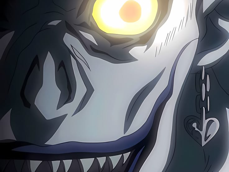 ryuk death note pluton ange demon ailes noir yeux jaune soufre pomme fic bloop