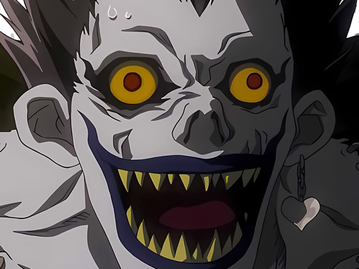 ryuk death note pluton ange demon ailes noir yeux jaune soufre pomme fic bloop