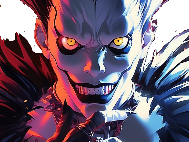 ryuk death note pluton ange demon ailes noir yeux jaune soufre pomme fic bloop