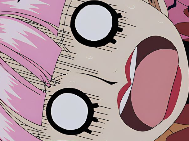 perona one piece cheveux rose frange yeux noir atropos fic bloop