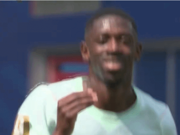 ousmane dembele celebration parlezparlez parlez chut fermez vos bouches but foot