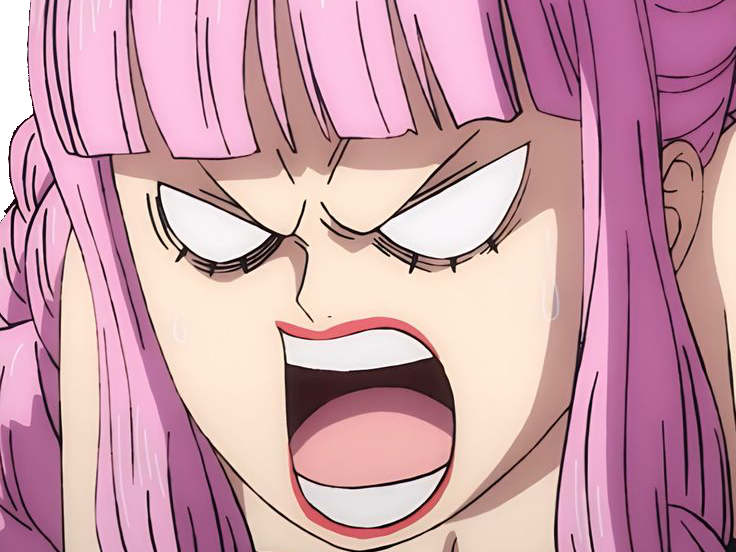 perona one piece cheveux rose tresse frange yeux noir atropos fic bloop