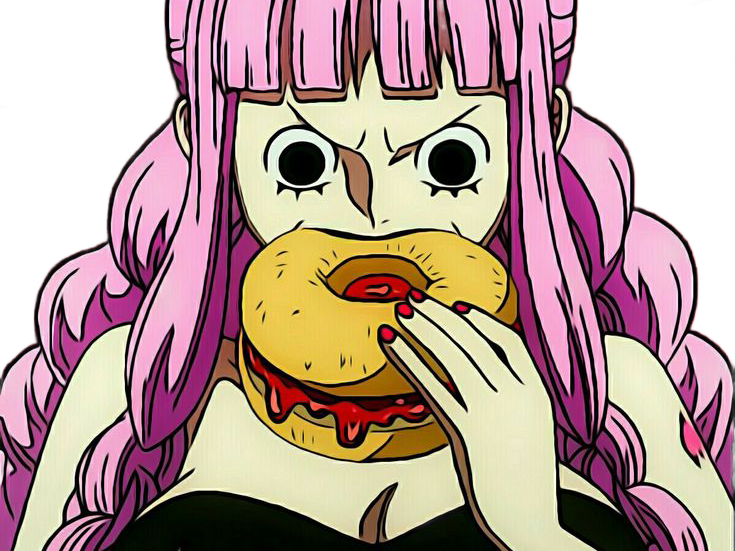 perona one piece cheveux rose tresse frange yeux noir atropos fic bloop