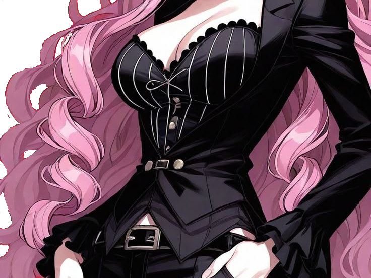 perona one piece cheveux rose yeux noir frange atropos fic bloop corset