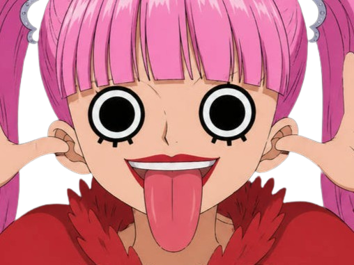perona one piece atropos cheveux roses frange yeux noir fic bloop