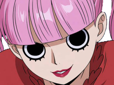 perona one piece atropos cheveux roses frange yeux noir fic bloop