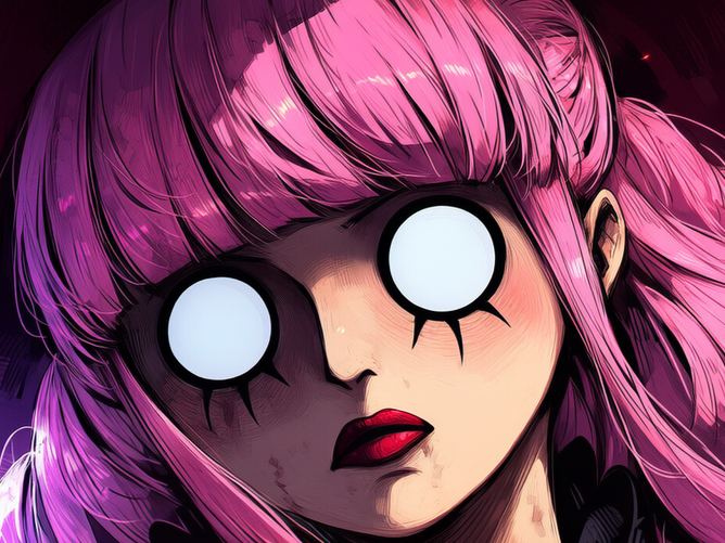 perona one piece atropos cheveux roses frange yeux noir fic bloop