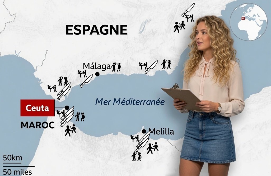meteo ceuta immigration violence carte migrant clando invasion espagne maroc magreb
