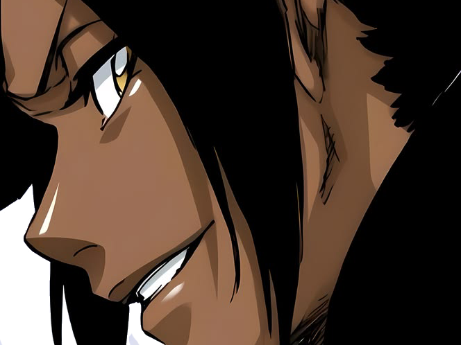 yoruichi shihouin bleach cheveux pourpre violet yeux ambre jaune peau mate desdemone dess fic bloop