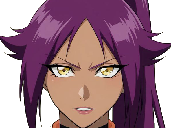 yoruichi shihouin bleach cheveux pourpre violet yeux jaune ambre peau mate desdemone dess fic bloop