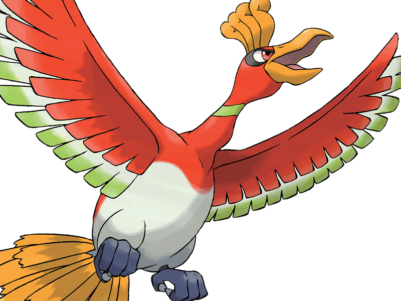 ho-oh ho oh houou pokemon pkm legendaire type feu vol 2g johto arcenciel