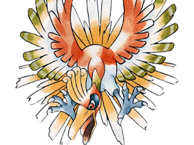 ho-oh ho oh houou pokemon pkm legendaire type feu vol 2g johto arcenciel