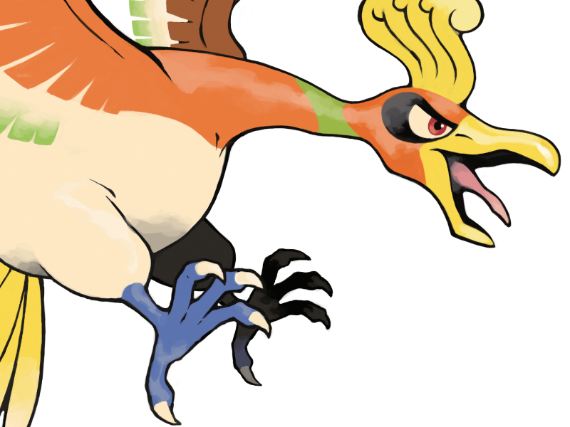 ho-oh ho oh houou pokemon pkm legendaire type feu vol 2g johto arcenciel