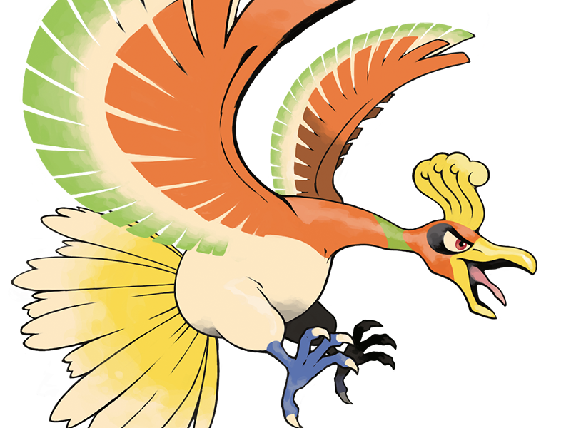 ho-oh ho oh houou pokemon pkm legendaire type feu vol 2g johto arcenciel