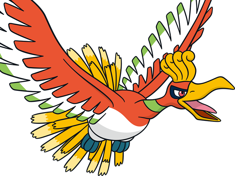 ho-oh ho oh houou pokemon pkm legendaire type feu vol 2g johto arcenciel