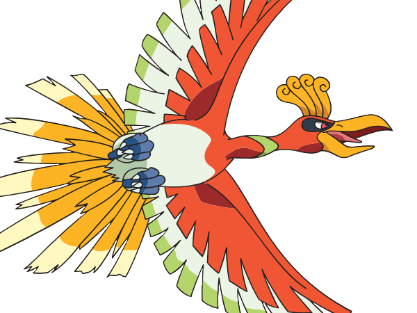 ho-oh ho oh houou pokemon pkm legendaire type feu vol 2g johto arcenciel