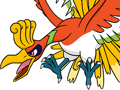 ho-oh ho oh houou pokemon pkm legendaire type feu vol 2g johto arcenciel