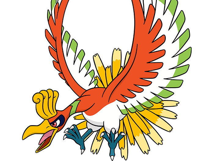 ho-oh ho oh houou pokemon pkm legendaire type feu vol 2g johto arcenciel