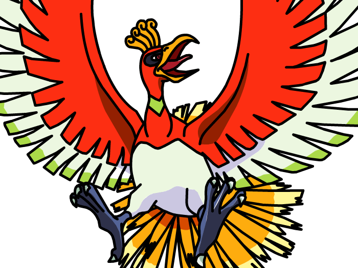 ho-oh ho oh houou pokemon pkm legendaire type feu vol 2g johto arcenciel