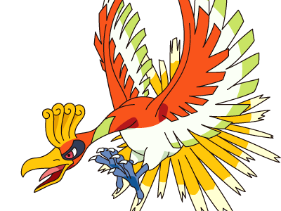 ho-oh ho oh houou pokemon pkm legendaire type feu vol 2g johto arcenciel