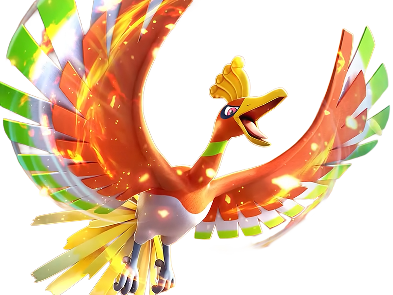 ho-oh ho oh houou pokemon pkm legendaire type feu vol 2g johto arcenciel
