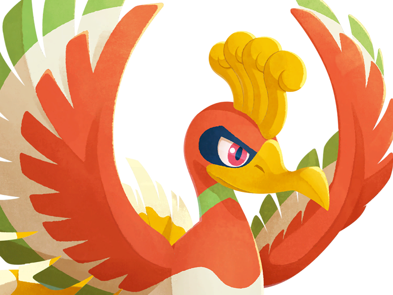 ho-oh ho oh houou pokemon pkm legendaire type feu vol 2g johto arcenciel