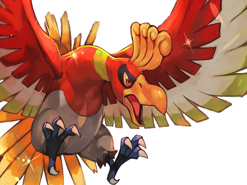 ho-oh ho oh houou pokemon pkm legendaire type feu vol 2g johto arcenciel