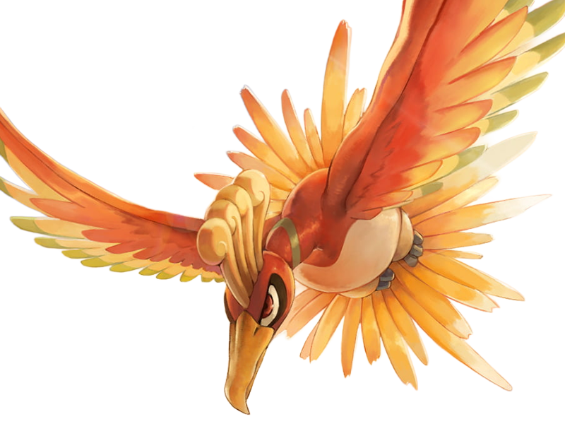 ho-oh ho oh houou pokemon pkm legendaire type feu vol 2g johto arcenciel