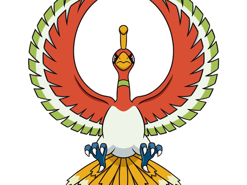 ho-oh ho oh houou pokemon pkm legendaire type feu vol 2g johto arcenciel
