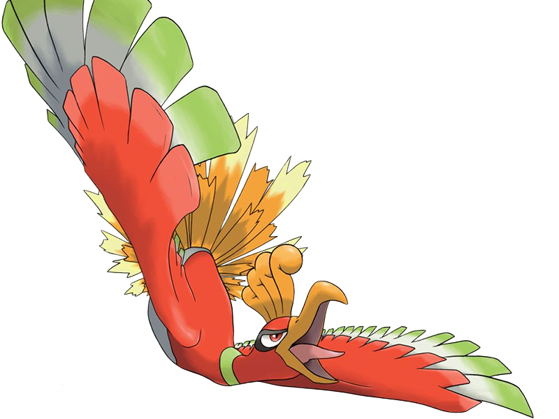 ho-oh ho oh houou pokemon pkm legendaire type feu vol 2g johto arcenciel