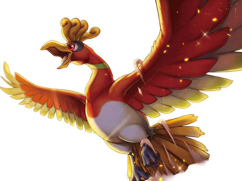ho-oh ho oh houou pokemon pkm legendaire type feu vol 2g johto arcenciel