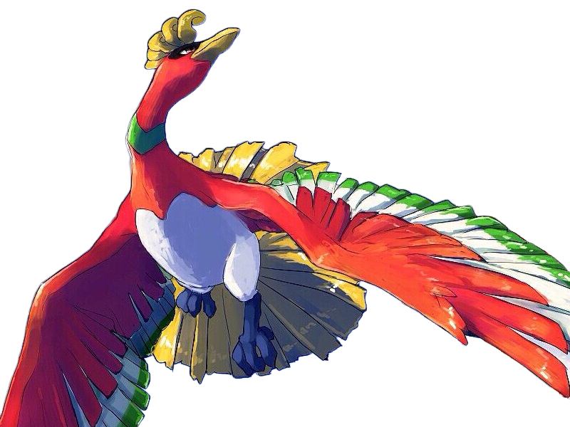 ho-oh ho oh houou pokemon pkm legendaire type feu vol 2g johto arcenciel
